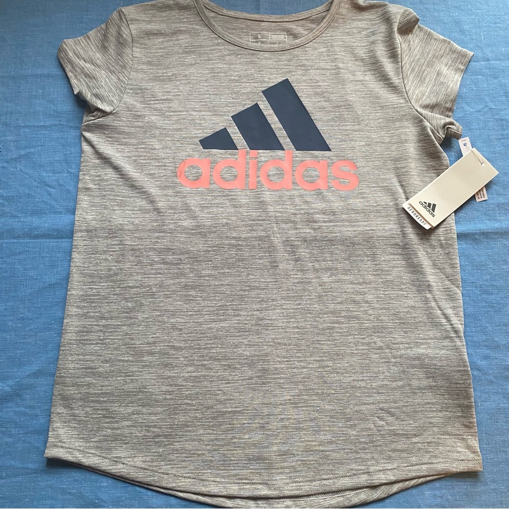 adidas Gray Short Sleeve Tee with Bold Logo
